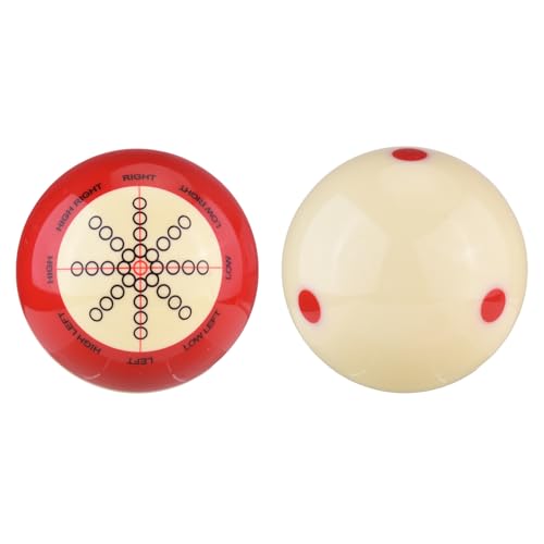 RiToEasysports Billiard Cue Ball Resin Training Cue Ball Set 57.2mm Double Sided Practice Pool 2pcs for Control Aiming and Stroke Training for Beginners and Advanced Players