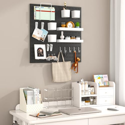 Pegboard Combination Kit, 4 Peg Boards Black Pegboard for Walls, Office Wall Organizer, Gaming Room Wall, Nursery Storage, 22"x22" - color: Black