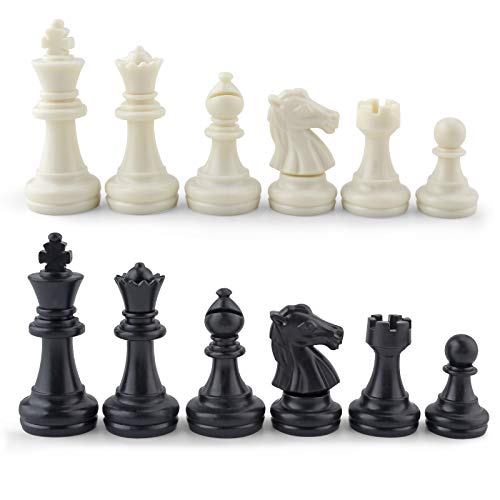 DINOBROS Chess Pieces Only Magnetic Plastic Chessman Set for Replacement of Missing Pieces - Complete Set of 32 Unweighted Game Pawns - style: Chess Pieces