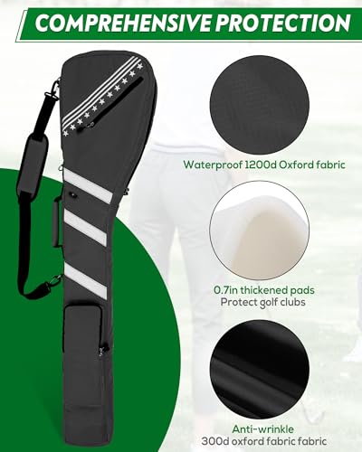 Big Teeth Golf Sunday Bag, Small Golf Bag Lightweight, Par 3 Golf Bag for A Few Clubs Driving Range, Practice with Carry Shoulder Strap Foldable Multi-Colour - color: Grey
