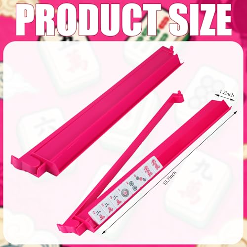 4 Pcs 18.7 Inch Hot Pink Acrylic Mahjong Tile Racks with Pushers for Game Night American Mahjong Racks Tile Set for Mah Jong Lovers and Beginners - color: Hot Pink