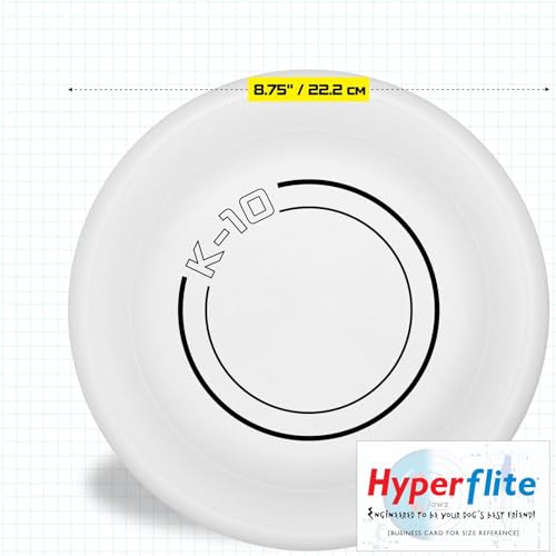 Hyperflite K-10 Jawz Puncture Resistant Dog Flying Disc, Medium-Large | Puncture Resistant, Competition Approved | 8.75-inch, 150g | Medium & Large Dogs | Glow - color: Glow