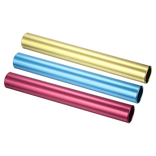 PATIKIL Relay Track Batons Set, Aluminum Alloy Tube Field Running Race Stick for Outdoor Athletics Sport Game Tool - color: Blue, Gold, Red