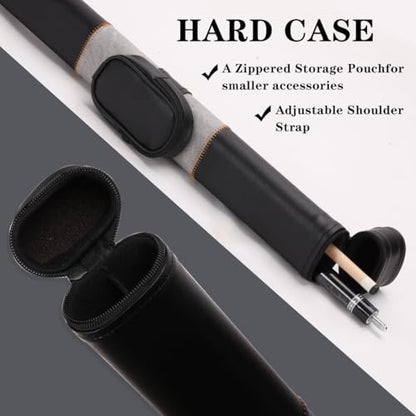 Canadian Maple Pool Cue Stick Set, 58 inch 18oz 19oz 20oz 21oz Billiard House Bar Pool Stick, 12.5mm Tip Billiard Cue for Beginner, Commercial and Home Entertainment - color: 12.5mm Grey with case