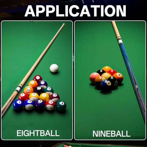 AKLOT Pool Cue Stick 58'', Canadian Maple Pro Billiard Cue &13mm Leather Tip, Anti-Slip Grip, 18/19/20/21oz Billiard Pool Stick for Adults/Beginner/Pro Player - color: Blue with Wrapped Grip
