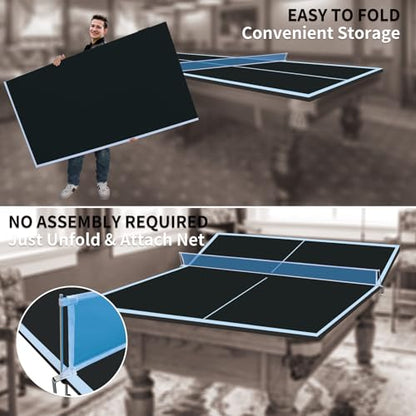 7/8/9ft Mid-Size Ping Pong Conversion Top with Net Set for Billiard and Pool Tables - Regulation Top Converts Billiards into Ping Pong Table Blue/Green/Black - color: blakc, size: 8 FT