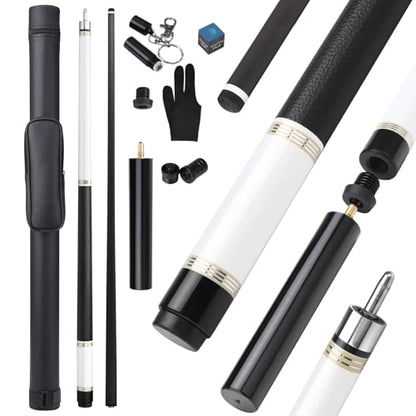 Carbon Fiber Pool Cue Stick with 12.5mm Tips Professional Pool Stick for Adults Low Deflection Pool Cue Full Carbon PRO Taper Shaft, Genuine Leather Wrap, Uni-Loc Joint, 58inch, 19oz