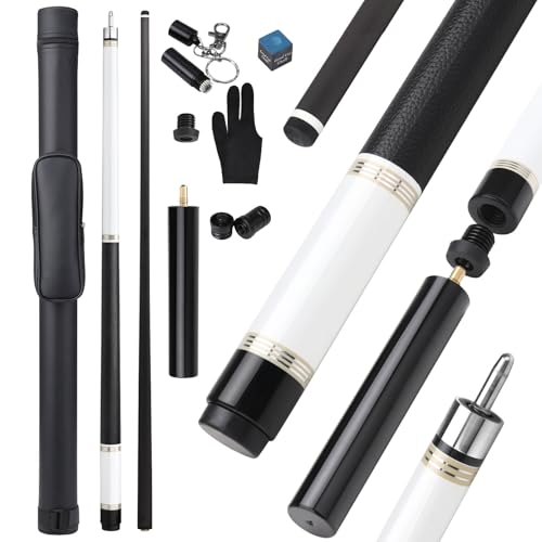 Carbon Fiber Pool Cue Stick with 12.5mm Tips Professional Pool Stick for Adults Low Deflection Pool Cue Full Carbon PRO Taper Shaft, Genuine Leather Wrap, Uni-Loc Joint, 58inch, 19oz