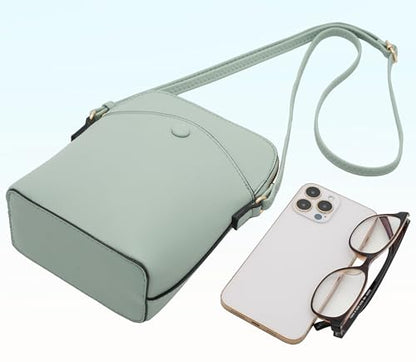 Solene Small Crossbody Bag with Gold Hardware, Mini Shoulder Purse with Adjustable Strap - color: Mint