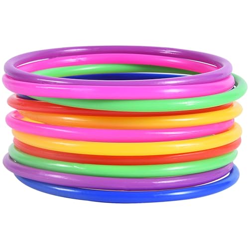 OBTANIM 12 Pcs Plastic Ring Toss Game for Kids and Outdoor Toss Rings for Speed and Agility Practice Game, Random Colors - color: 6 Colors (12 Pcs)