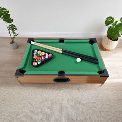 Mini Pool Table Wooden Billiards Tabletop Board Game for Family Night Party Time Gift for Cat Lovers - size: 19"