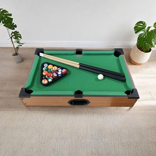 Mini Pool Table Wooden Billiards Tabletop Board Game for Family Night Party Time Gift for Cat Lovers - size: 19"