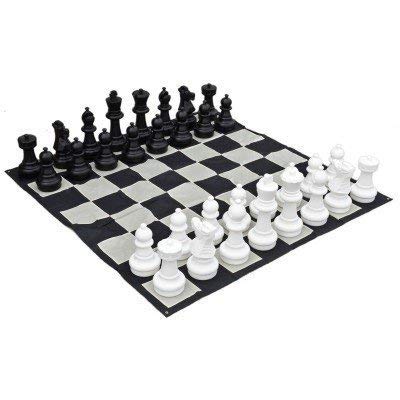 MegaChess Giant Chess Set - 25 inch King with Giant Checkers Set and Giant Quick Fold Chess Mat