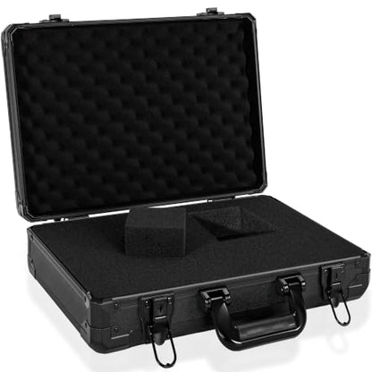 17 InchCarrying Case With Customizable Pre-Diced Foam, Aluminum Case, Aluminum Alloy Sturdy Build, Storage Case for Microphone, Equipment, Camera, Tools, Recorder, etc - size: 17.1x12.6x4.3 Inch