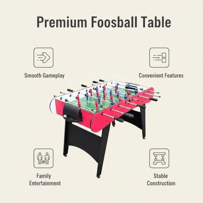 48'' Soccer Table, Large Size Foosball Game Table for Adult, Football Table with Cup Hloders & Sturdy Leg for Game Rooms & Parties, Red - size: 48''-Soccer Table Red