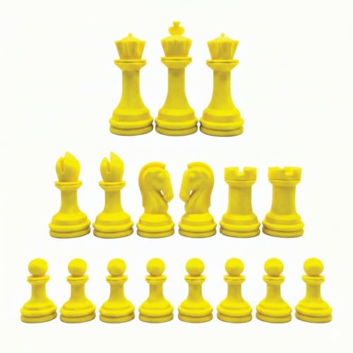 Staunton Chess Pieces Half Set, 17 Yellow Pieces, 3.75" King | Made in USA - color: Yellow