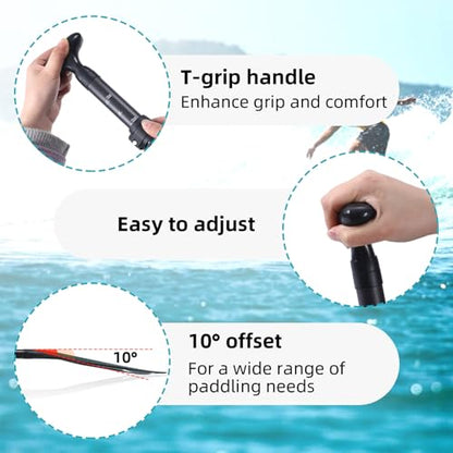 LEDONNE Carbon SUP Paddles 3 Piece Adjustable Stand Up Paddle Board Paddles Lightweight Carbon Fiber Shaft Floating Portable Paddle Oar, Black