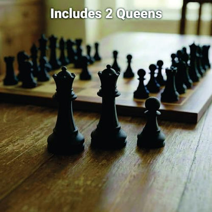 Staunton Chess Pieces Half Set, 17 Black Pieces, 3.75" King | Made in USA - color: Black