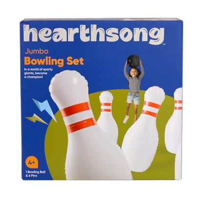 HearthSong Giant Indoor/Outdoor Inflatable Bowling Game for Kids' with Six 18" H Pins and 12.5" Diameter Ball