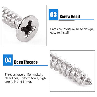 Glarks 20 Sets 60mm/2.4inch Stainless Steel Flat Straight Brace Brackets Mending Joining Plates Repair Fixing Bracket Connector and 40pcs Self Tapping Screws Set (60mm/2.4inch)