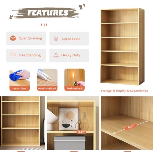 NELYE Basic Open Shelf Bookcase - 5-Tier Wooden Cube Storage Shelves Split Bookshelf, White - color: White, size: 5-Tier