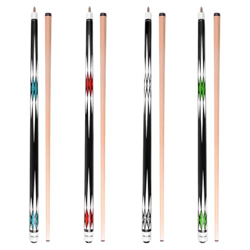 Pool Cue Stick - 58 inch Canadian Maple Billiard Pool Stick - color: Set of 4 (BGRW), size: 19oz