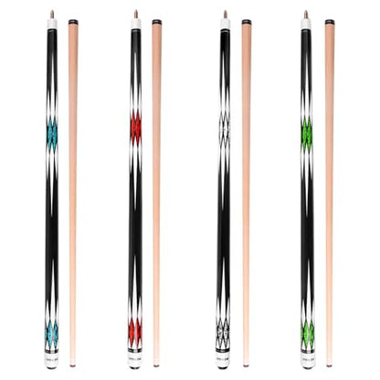 Pool Cue Stick - 58 inch Canadian Maple Billiard Pool Stick - color: Set of 4 (BGRW), size: 19oz