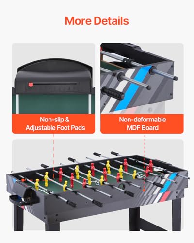 VEVOR 3-in-1/4-in-1 Combo Game Table Set, 48"/54" Air Hockey, Ping Pong & Foosball Combo, with Pucks & Pushers, Multi Combination Table for Family Game Room or Office - style: 4-in-1