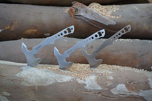Professional Throwing Axe Set, 6 Pack 11.5" Stainless Steel Throwing Axes - Axe Throwing Game, Competition & Target Practice, Tomahawk Hatchets with Nylon Sheath - style: Blank Stainless Steel