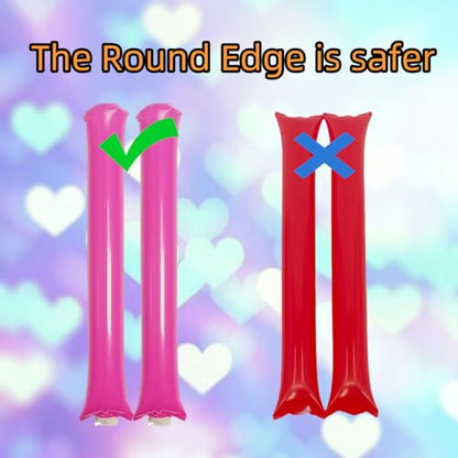 48pcs Round Head Boom Sticks Thunder Sticks Cheering Sticks Team Spirit Plastic Cheerleading Spirit Stick Clapper Inflatable Noise Maker Sports Supply (Pink) - color: Pink