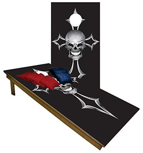 CornholeGamesUSA Handmade Premium Wooden Cornhole Board Set - Skull Series - Handmade in USA, Regulation Size 2'x4', Made of Baltic Birch | Includes 8 Cornhole Bags - color: Style #950