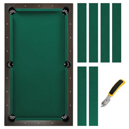 Pool Table Felt Cloth Billiard Cloth with 6 Pcs Cloth Strips and Staple Remover Pool Table Felt Replacement Kit Parts - color: Dark Green, size: 8.5ft