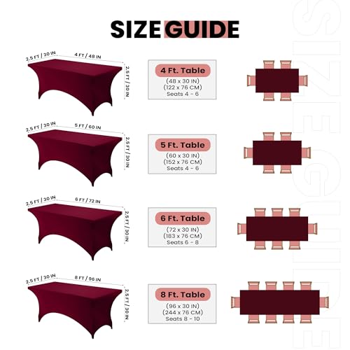 Utopia Kitchen Spandex Tablecloth 1 Pack [6FT, Burgundy] Tight, Fitted, Washable and Wrinkle Resistant Stretch Rectangular Patio Table Cover for Event, Wedding, Banquet & Parties [72Lx30Wx30H Inch] - color: Burgundy, size: 6 Feet - 1 Pack