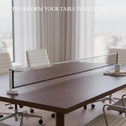 Retractable Table Tennis Net and Post Set, Clamp-On Portable Ping Pong Net for Dining Tables, Polyester Mesh
