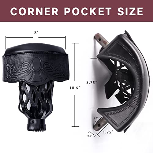GSE Games & Sports Expert Set of 6 Heavy Duty PU Leather Billiard Pool Table Pockets, Billiard Pool Table Accessories (Several Colors & Styles Available) - color: Black - Shield
