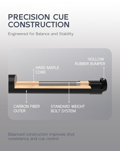 CRICAL COWCUE 58-Inch Carbon Fiber Pool Cue, Low Deflection, 12.5mm Tip | Adjustable pool cue with 3/8x8 joint for stable control, regular billiards practice and pool hall play. - color: CW-04