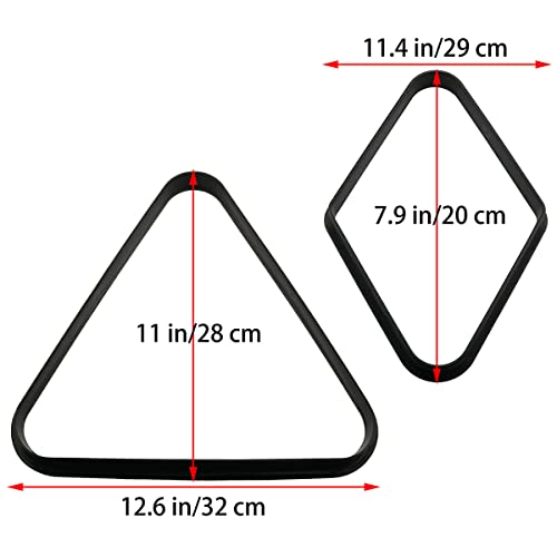 2pcs Black Plastic Billiard Ball Rack 2-1/4 Inches Billiard 8-Ball Triangle Rack and 9-Ball Diamond Billiard Rack Pool Billiard Balls Accessories (1 x Triangle + 1 x Diamond)