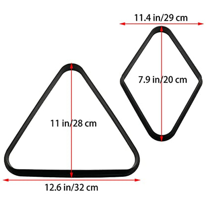 2pcs Black Plastic Billiard Ball Rack 2-1/4 Inches Billiard 8-Ball Triangle Rack and 9-Ball Diamond Billiard Rack Pool Billiard Balls Accessories (1 x Triangle + 1 x Diamond)