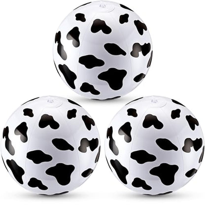 3 Pcs 12 Inch Inflatable Cow Print Beach Balls for Kids Farm Animal Birthday Party Favor Decorations Pool Toy PVC Beach Ball - style: Cow
