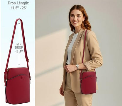Solene Small Crossbody Bag with Gold Hardware, Mini Shoulder Purse with Adjustable Strap - color: Red