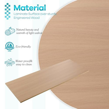 Kaboon Universal Tabletop 55"x20", Solid One-Piece Melamine Table Top, Double Desk L-Desk DIY, Home and Office, Light Walnut - color: Light Walnut, size: 55x20