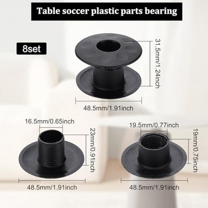 BENECREAT 8 Set Table Foosball Bushings, Black Football Bearing Rods for Standard Foosball Tables Foosball Replacement Parts, 2pcs/Set