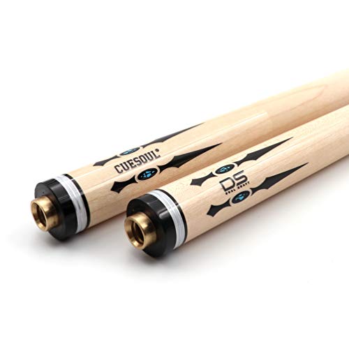 CUESOUL 58" 19oz DS Maple Pool Cue Stick Set with 2 Shaft,13mm Tip with Hard Cue Case 1x1
