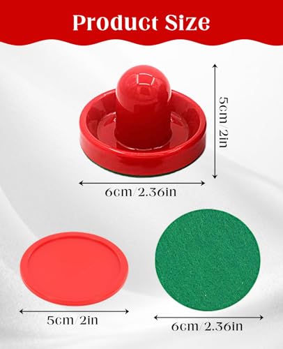 16 Pcs Air Hockey Pucks and Paddles, Mini Goal Handles Air Hockey Replacement Accessories (4 Pushers, 4 Pads, 8 Pucks)