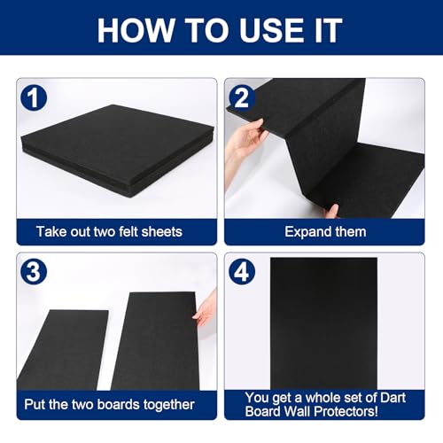 Dart Board Wall Protectors, 36" H X 24" W X 0.5" Thickness, Felt Wall Tiles Dart Board Wall Surround Protector, Cork Board Alternative