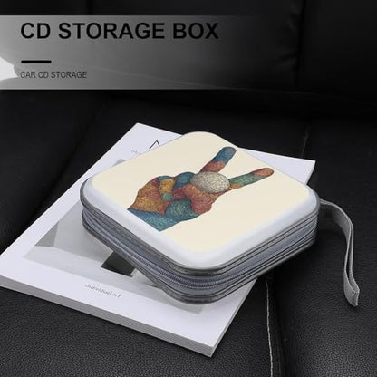 Hand with Peace Sign Holding Golf Ball CD Case DVD Storage Case Portable for Car Home Travel