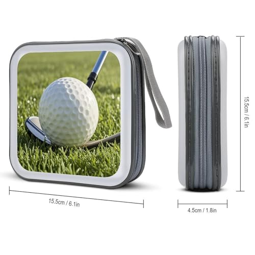 Golf Ball CD Case 40 Sheets Capacity DVD Storage Bag Cute Portable Zipper DVD Case Holder Large Capacity CD Wallet for Car Home Office Games Disc Audio Music