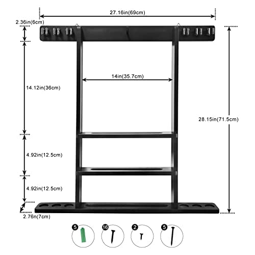 Pool Stick Holder Solid Wood Cue Stick Holder Billiard Cue Racks Holds Billiards Accessories for Game Room, Bar, (Black) - color: Black
