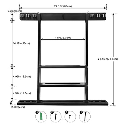 Pool Stick Holder Solid Wood Cue Stick Holder Billiard Cue Racks Holds Billiards Accessories for Game Room, Bar, (Black) - color: Black