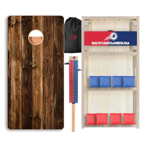 Wood Grain Series - Premium Cornhole Boards w Cupholders and a Handle - Includes 2 Regulation 4' x 2' Cornhole Boards w Premium Birch Plywood and 8 Cornhole Bags - style: 1158